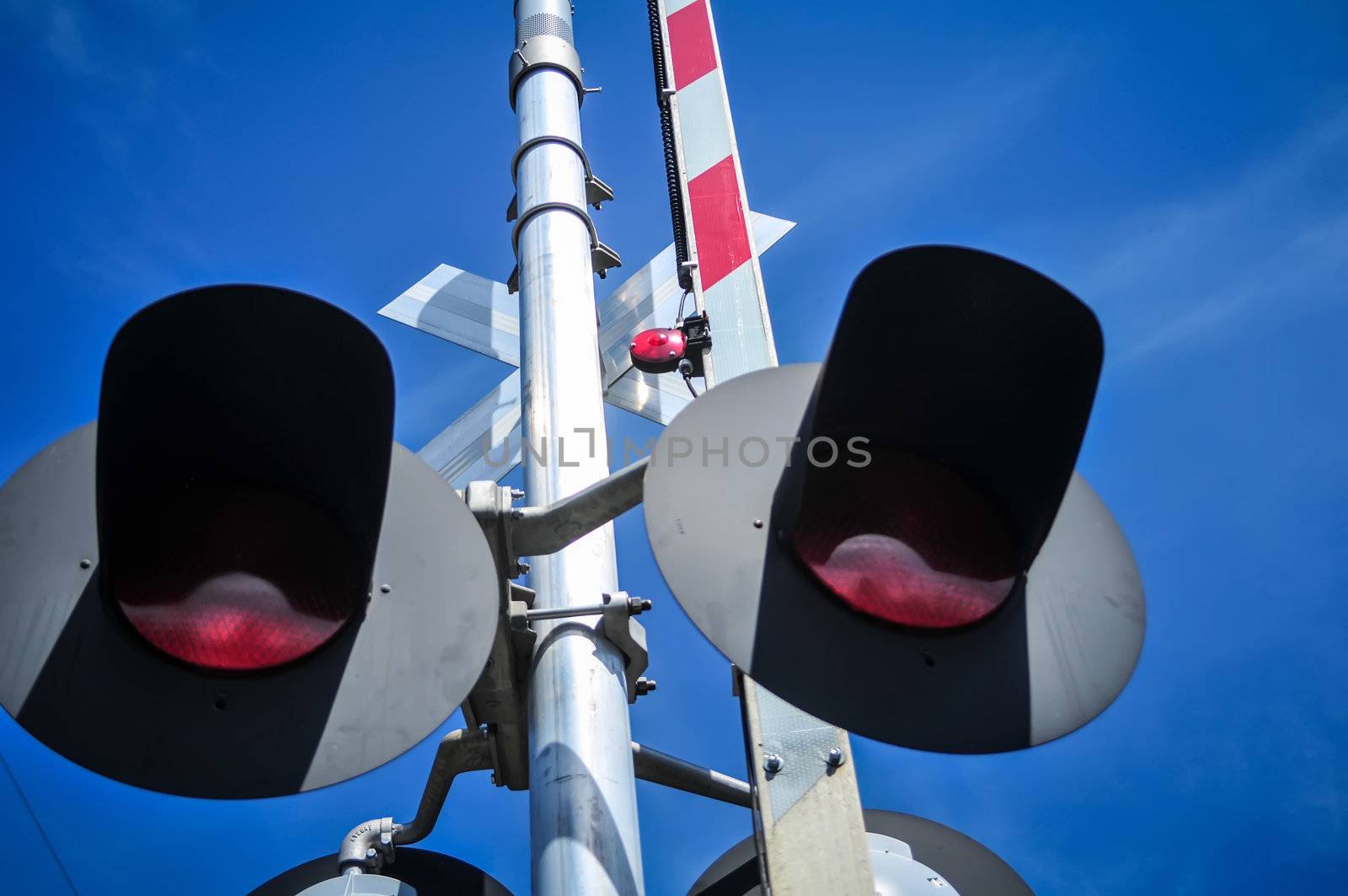 railroad crossing sign and gate