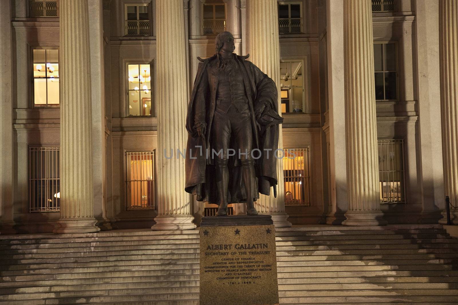 US Treasury Department Albert Gallatin Statue Close Up Washingto by bill_perry