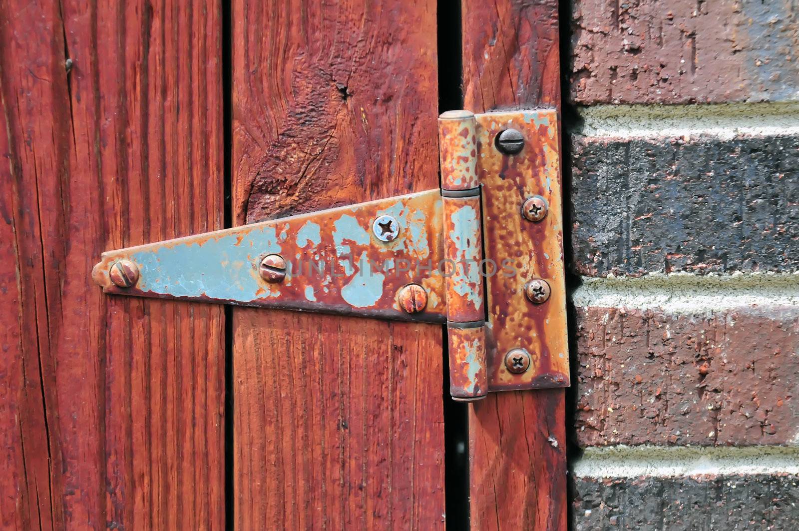 old rusty door hinge