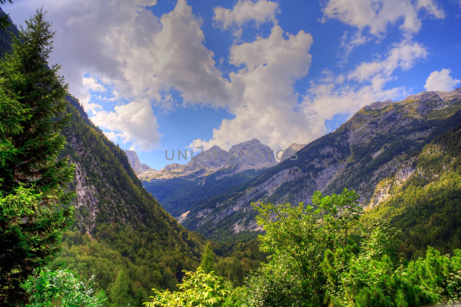 View of Julian Alps in the Slovenian countryside