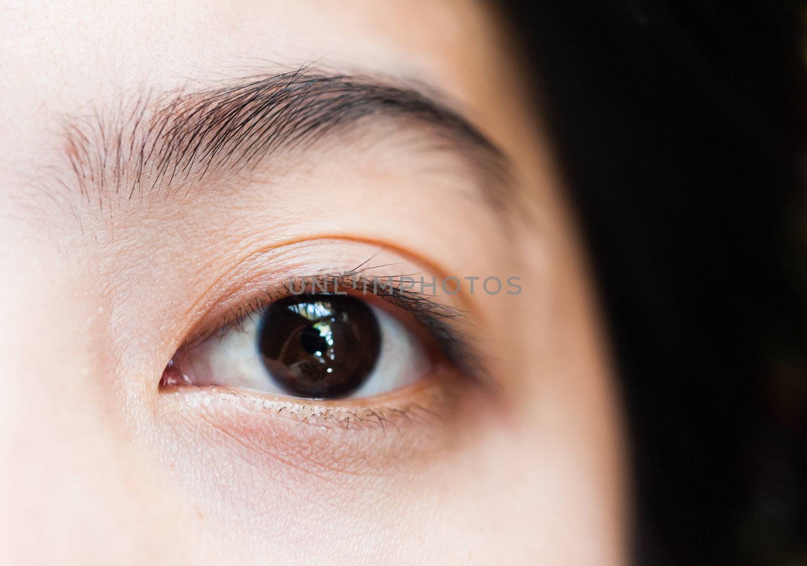 asian woman eyes closeup part of face