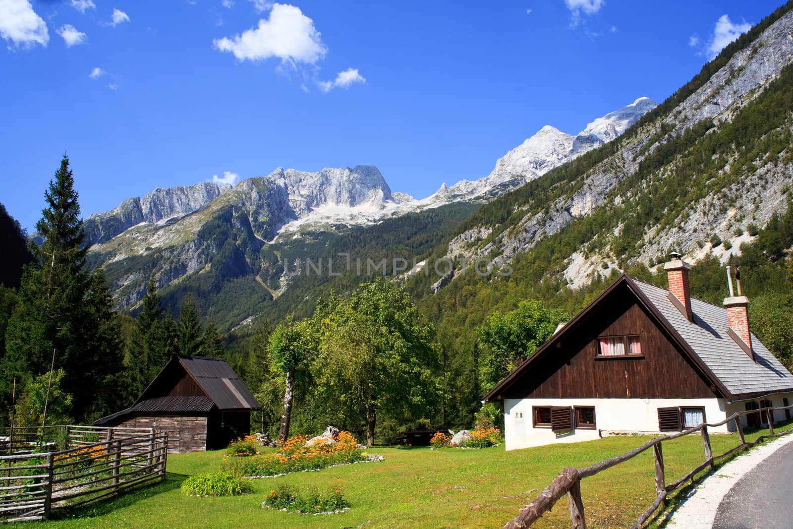 Old wooden house in Slovenian Julian Alps
