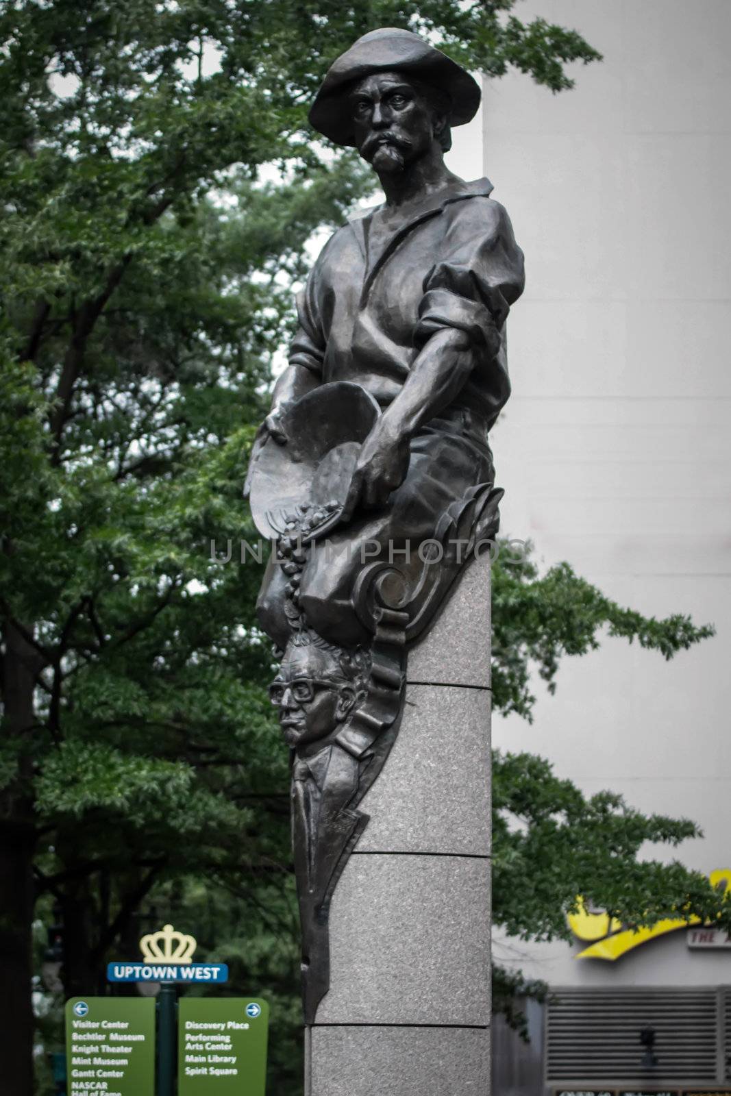 A statue at Charlotte uptown in North Carolina