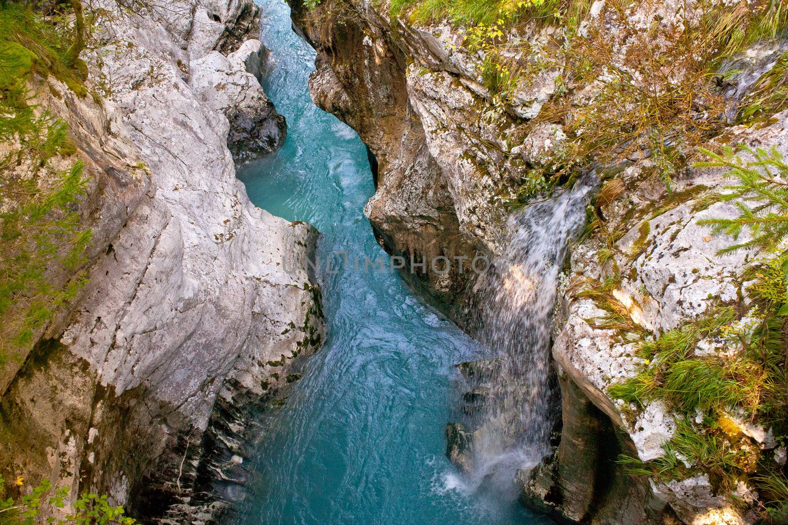 View of Slovenian Soca river in the summer