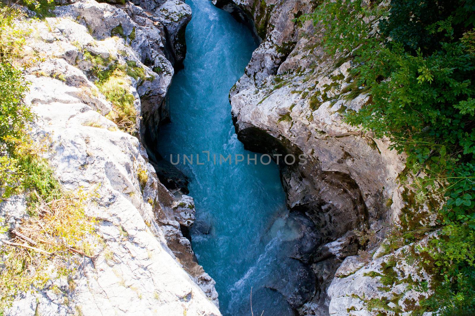 View of Slovenian Soca river in the summer