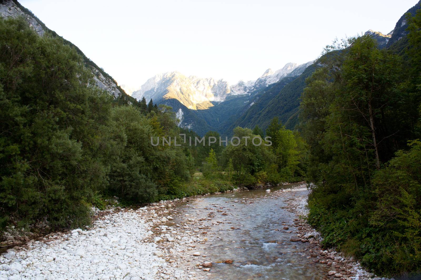 View of Slovenian Soca river in the summer