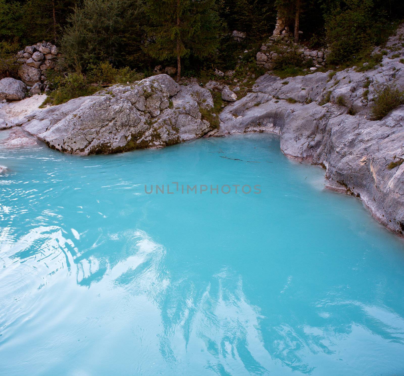 View of Slovenian Soca river in the summer