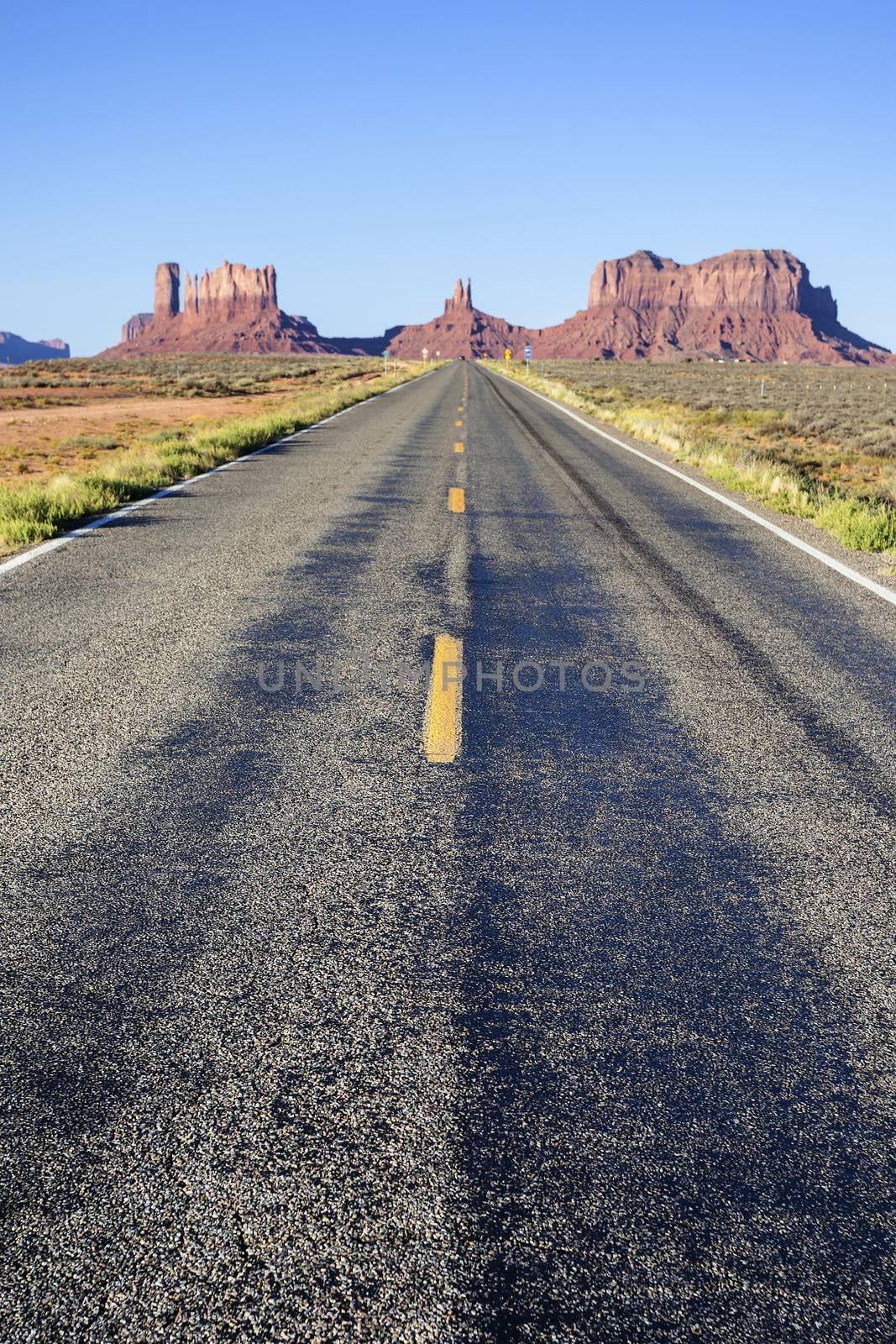 Famous long Road to the Monument Valley, Arizona