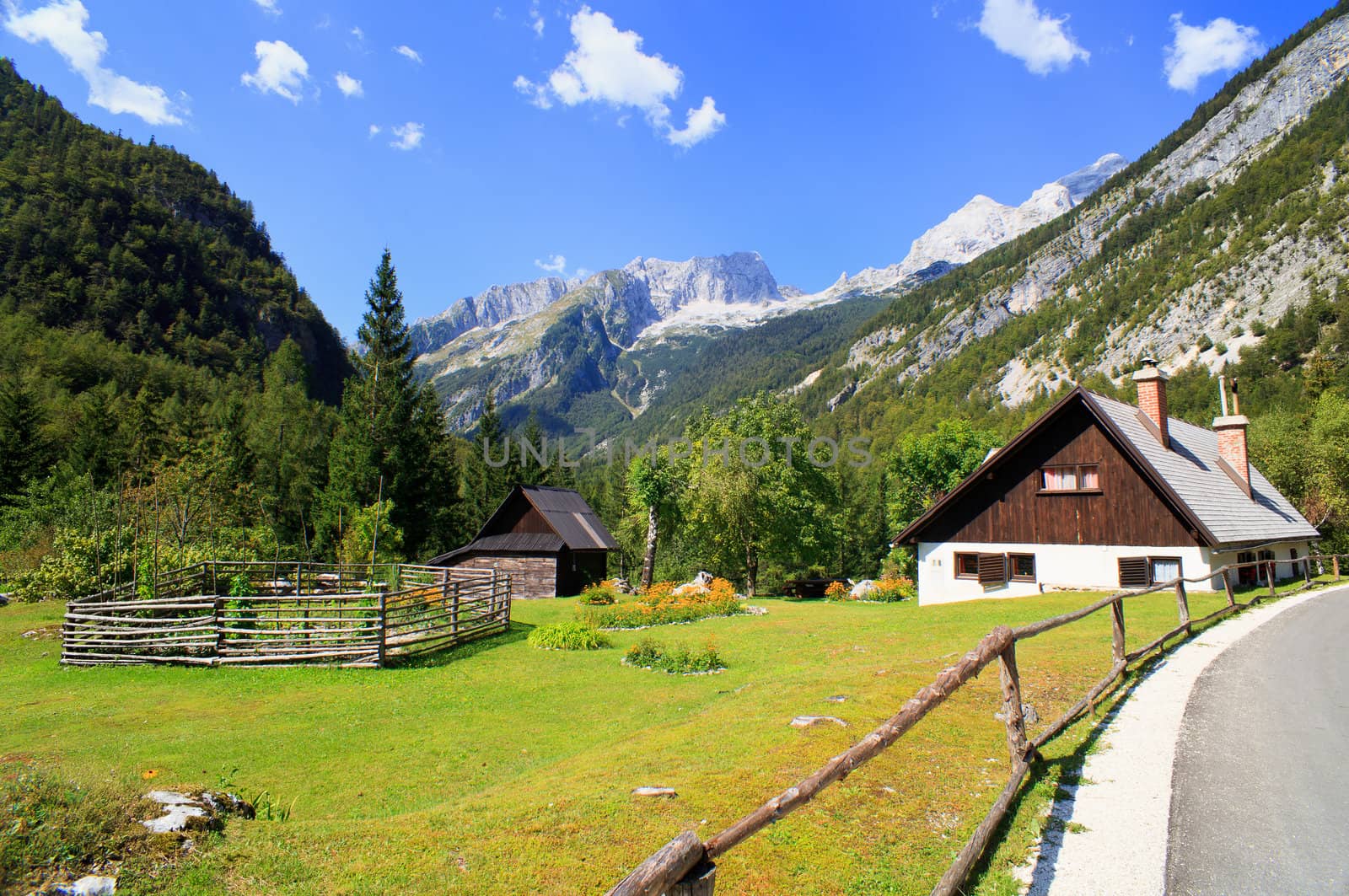 Old wooden house in Slovenian Julian Alps