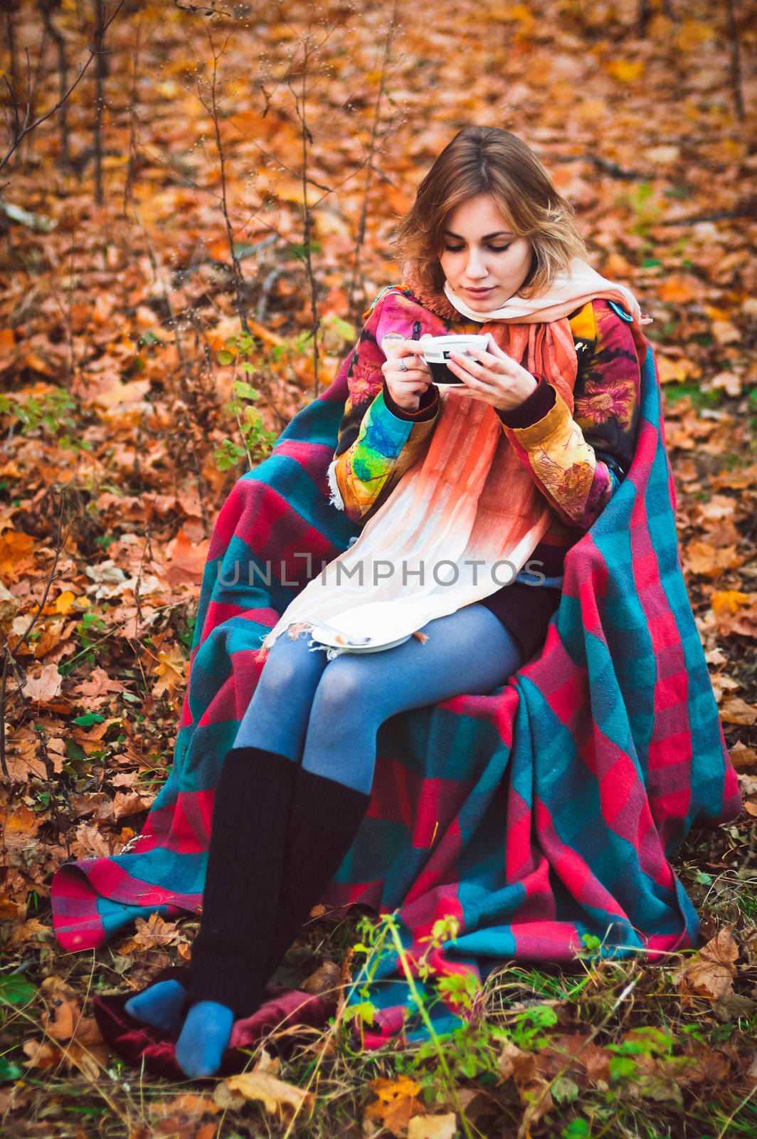 Girl in autumn forest by nvelichko