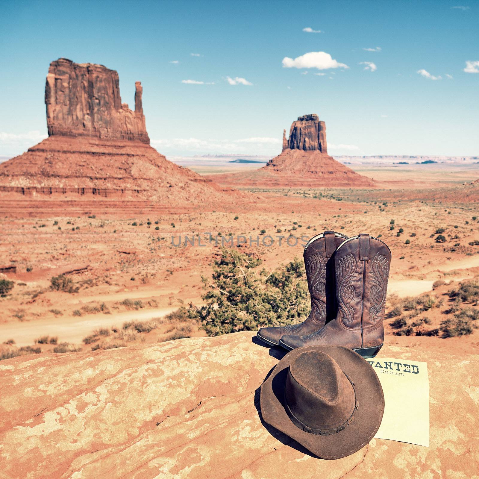 boots and hat at Monument Valley by vwalakte