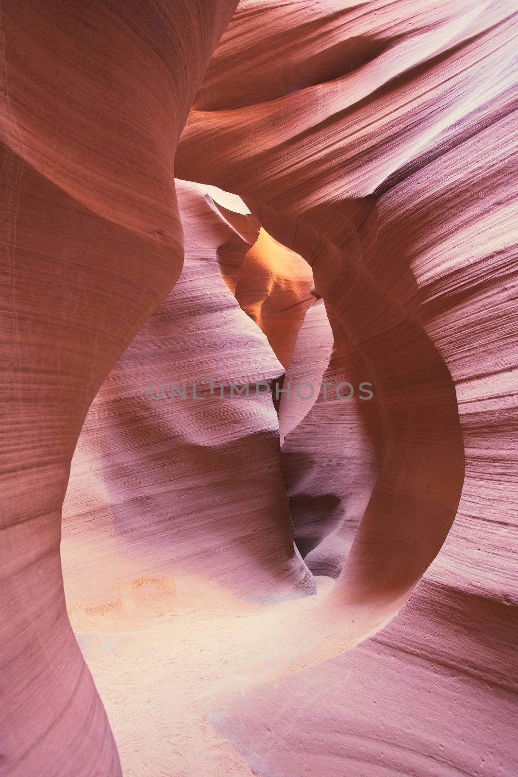 Vertical view in the famous Antelope Canyon, Page, Arizona, USA 