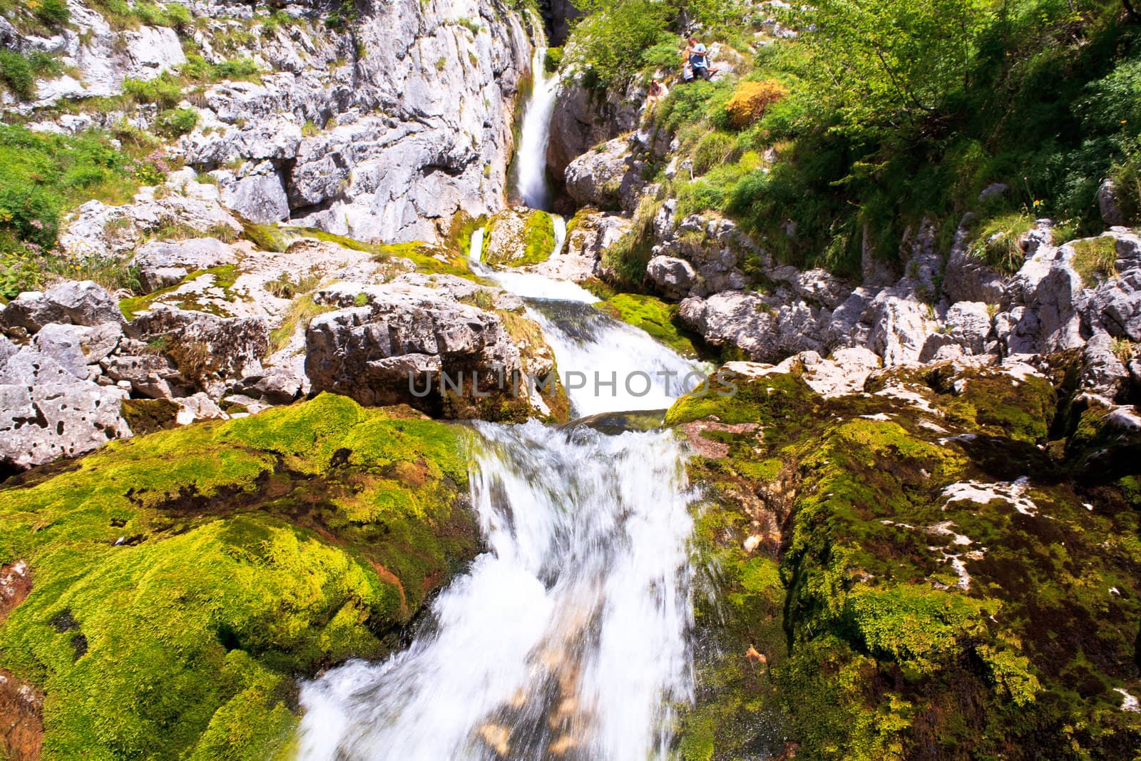 View of Waterfall in the Slovenian Julian Alps