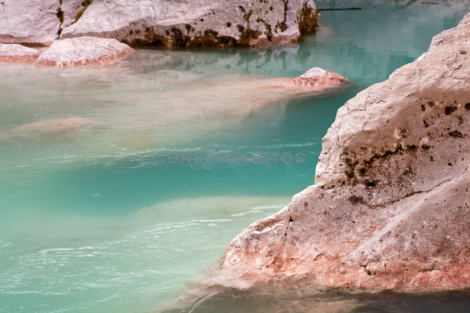 View of Slovenian Soca river in the summer