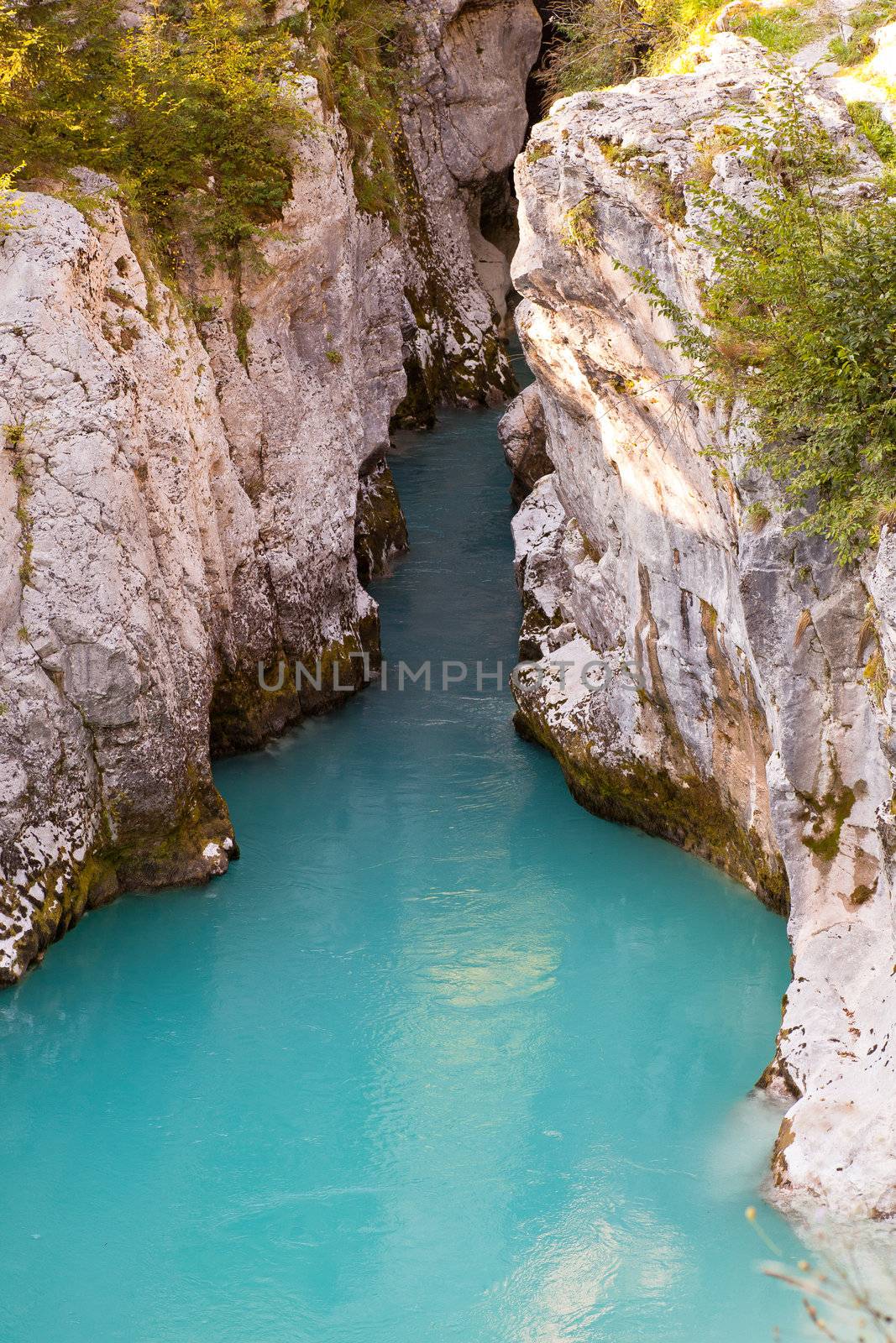 View of Slovenian Soca river in the summer