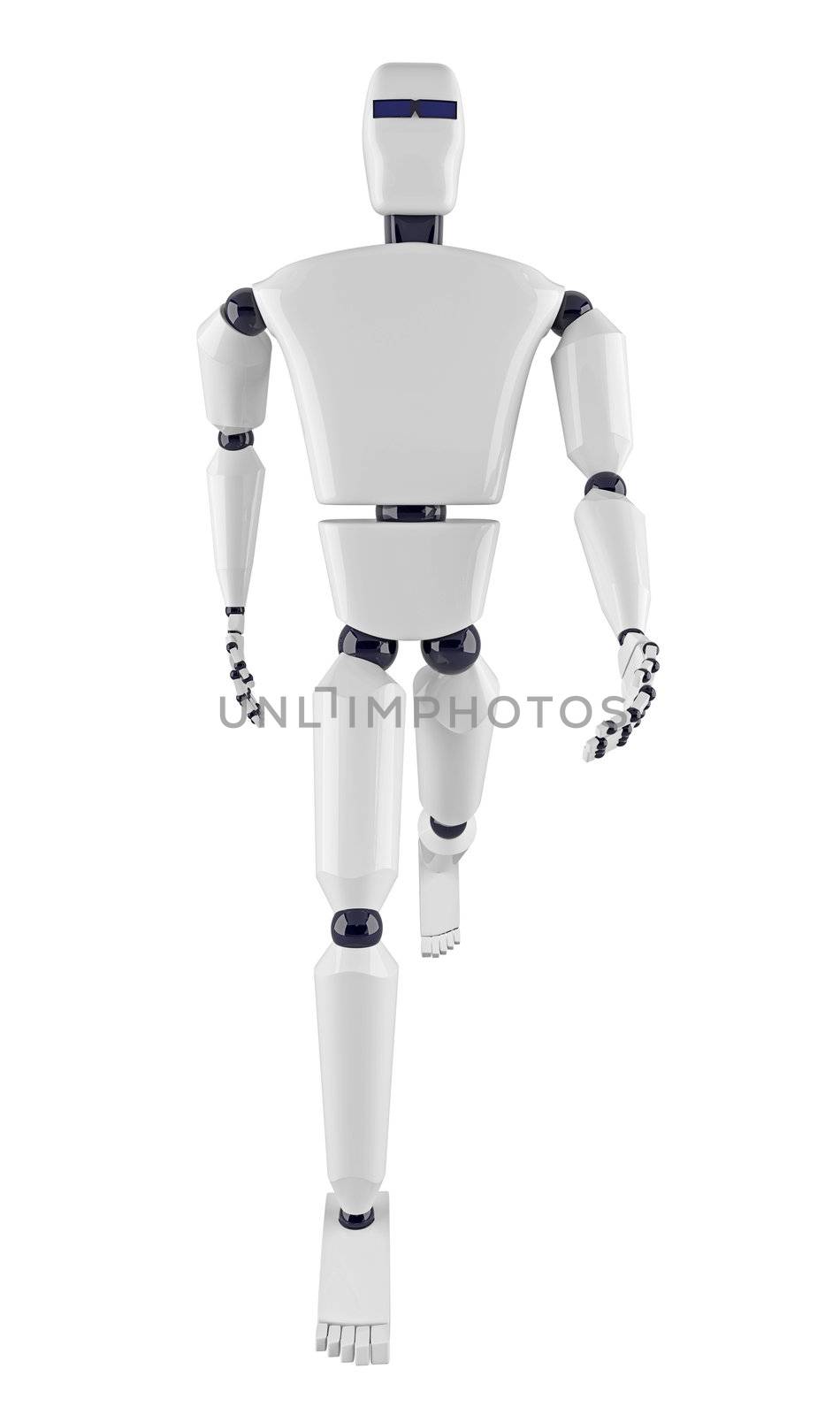 The metal robot on a white background