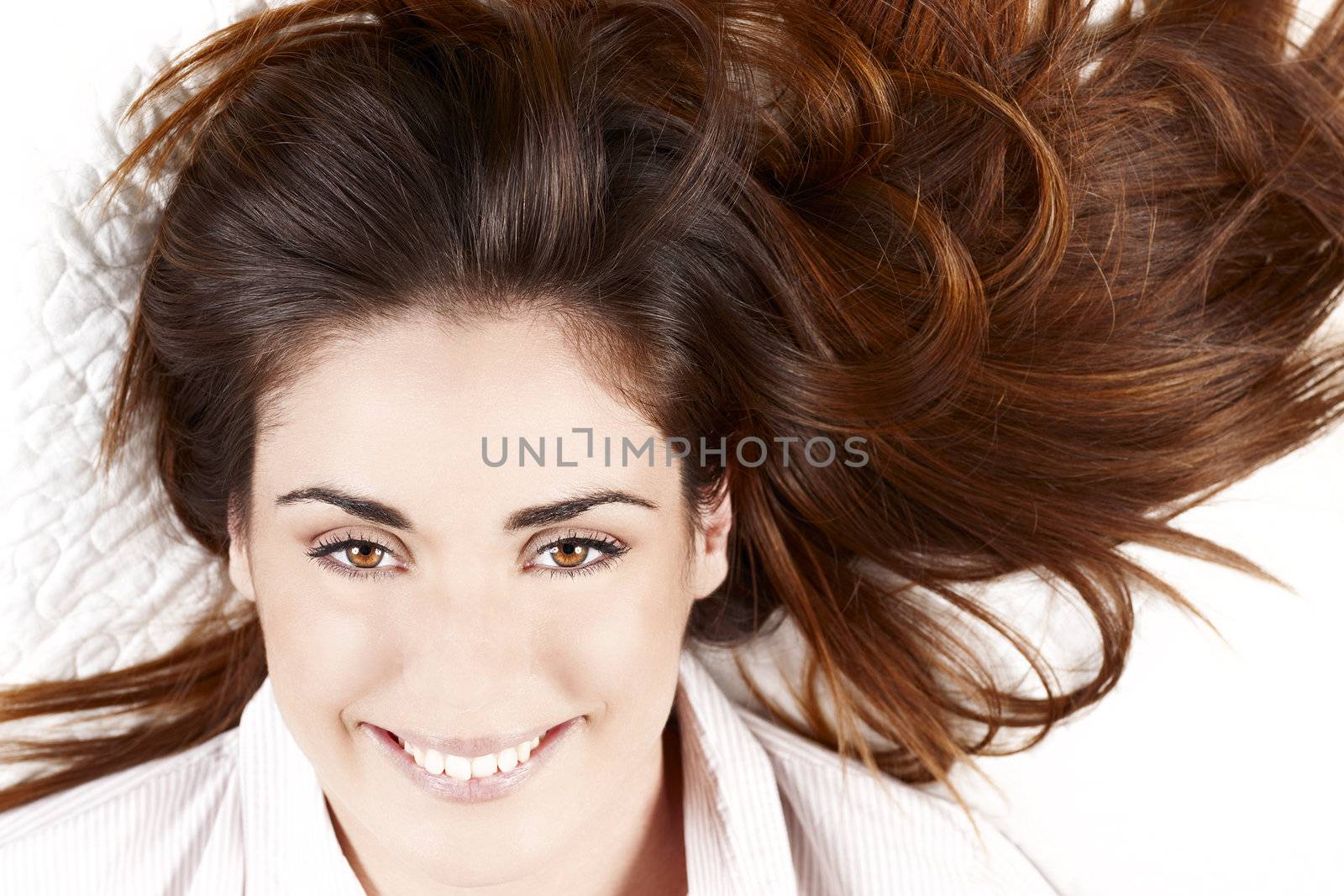 portrait of woman with Healthy Long Hair 