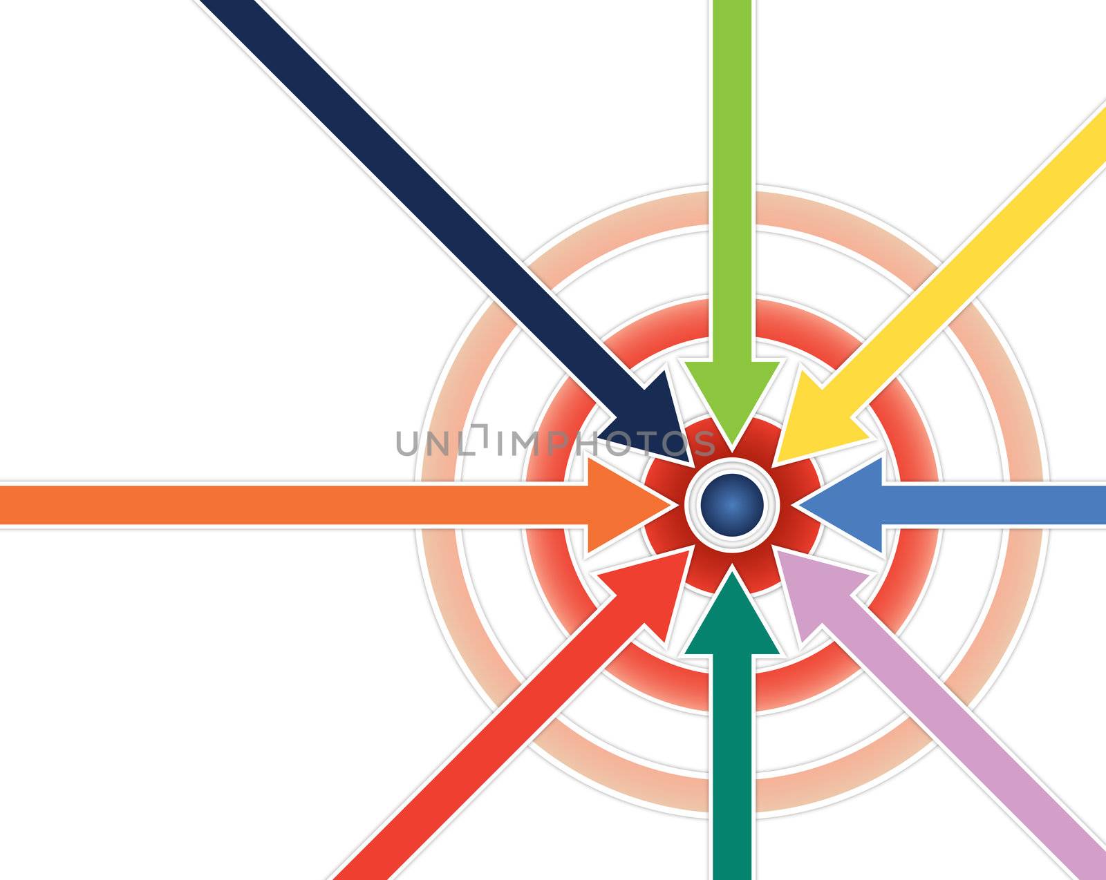 colorful arrows pointing to the center of the screen