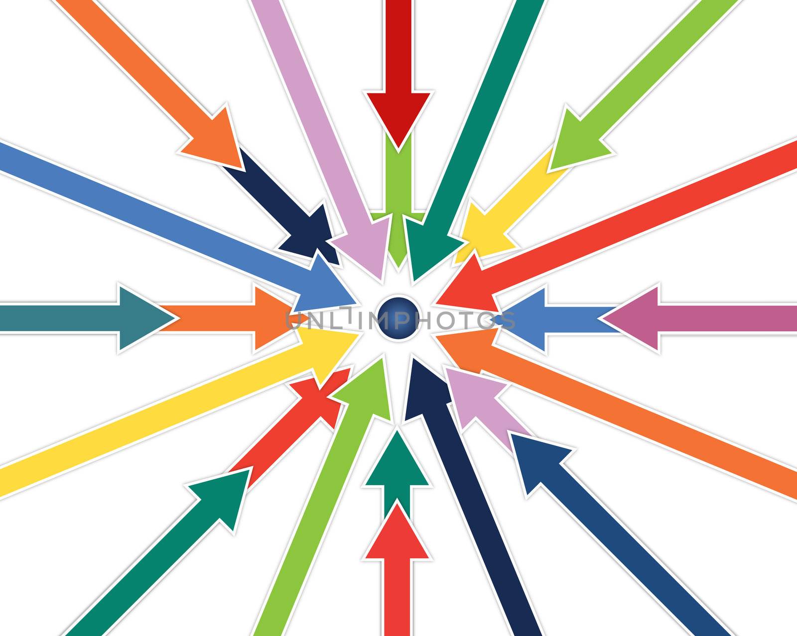 pastel colors arrows pointing to the center point