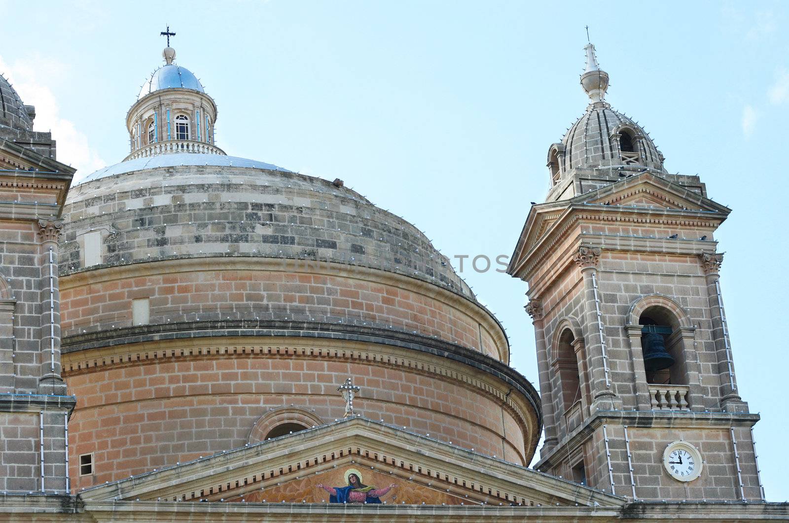 Closeup of a catholic church in Malta, Europe