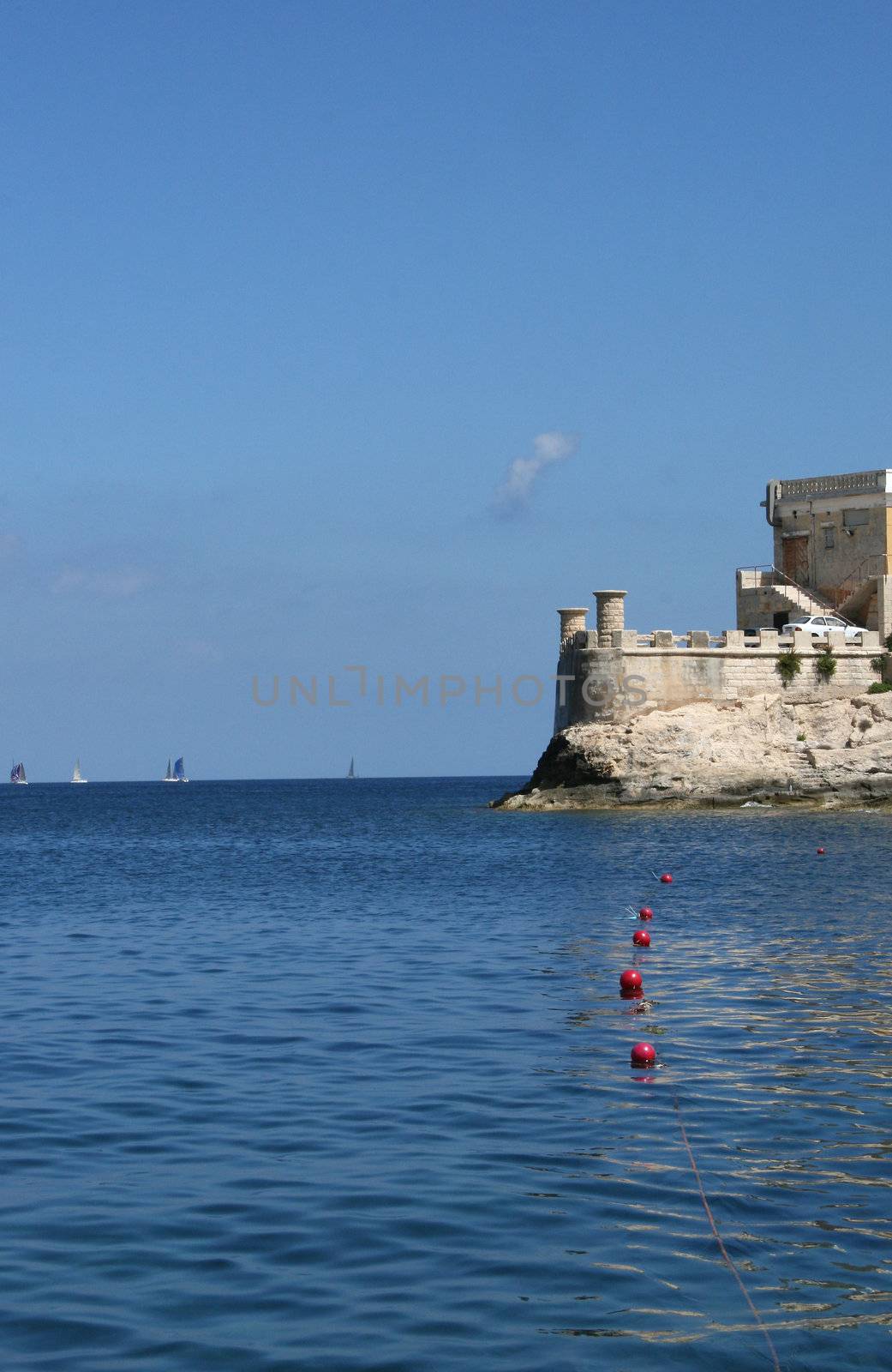 The blue Mediterranean Sea around Malta