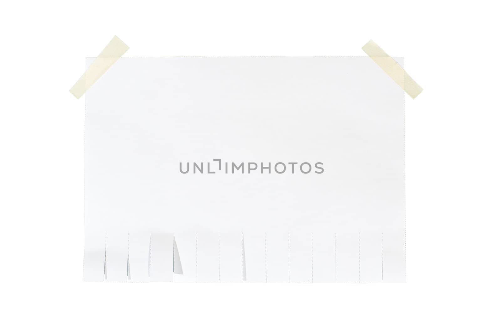 isolated blank paper stick on white