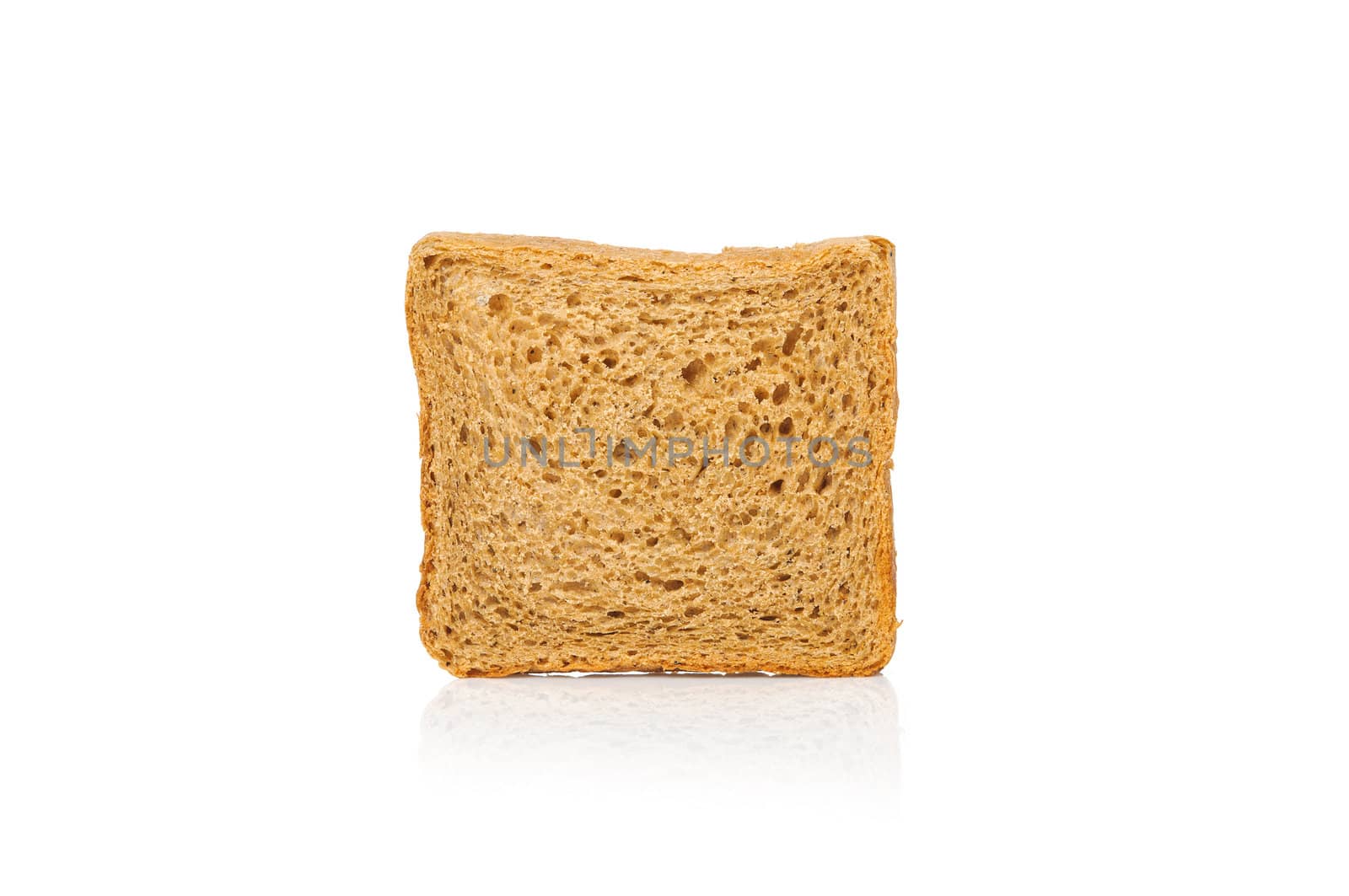 one square bread sliced isolated on white