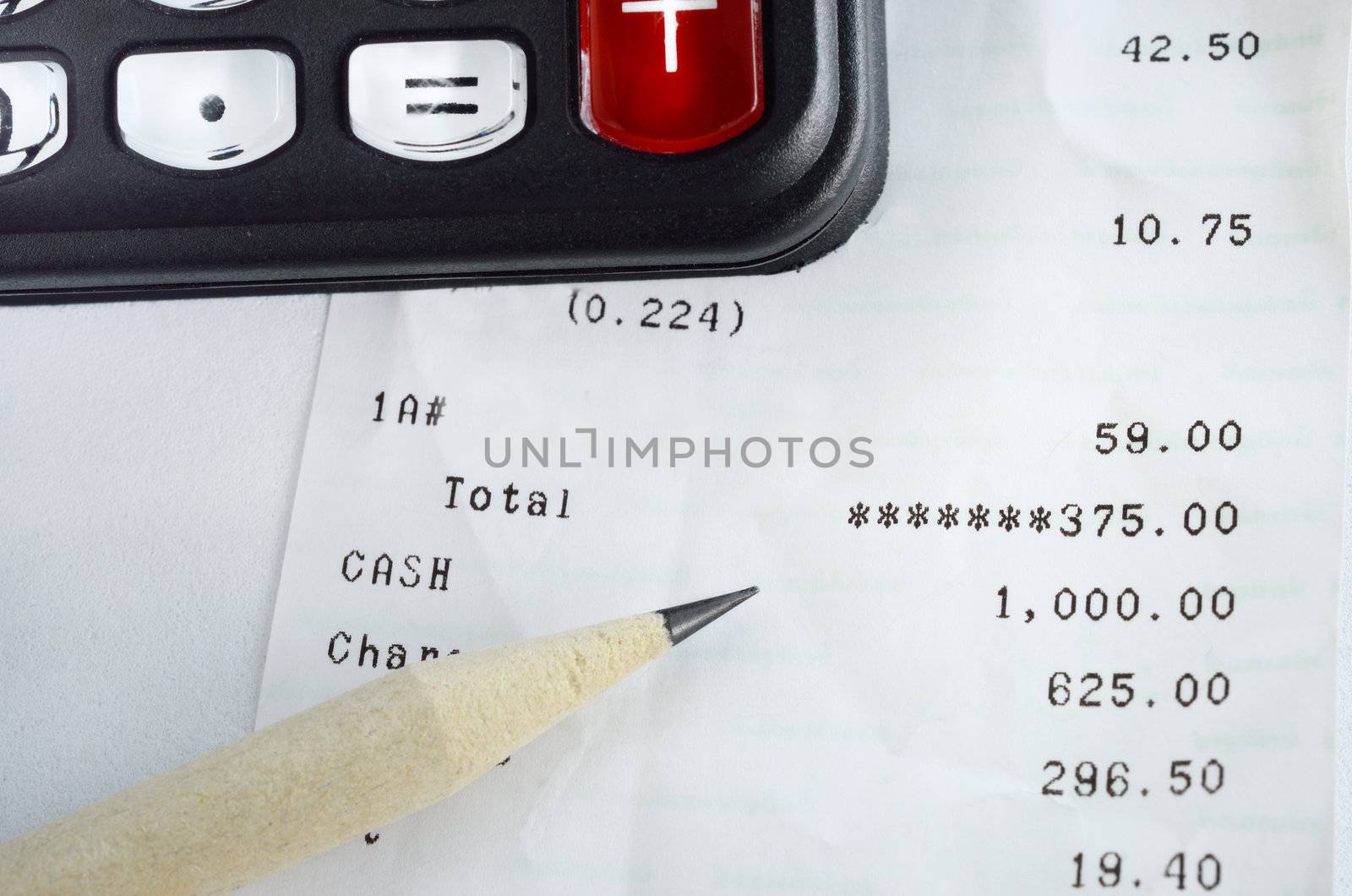bill shopping list,  pencil and calculate