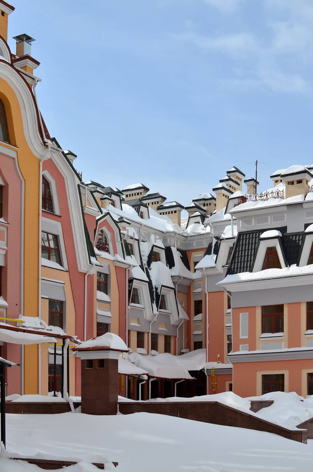 Multi-colored buildings in Kiev taken on Podol in march 2013