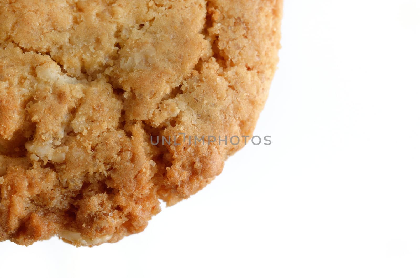 Oatmeal cookies on white background.
