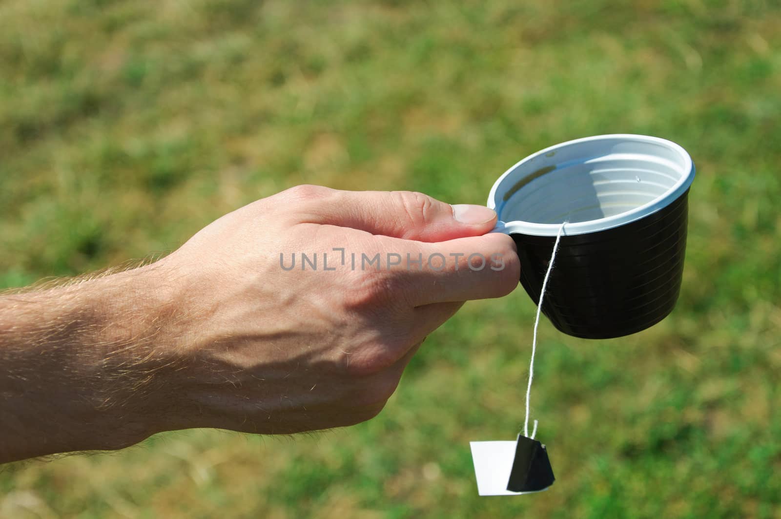 teabag on a plastic cup