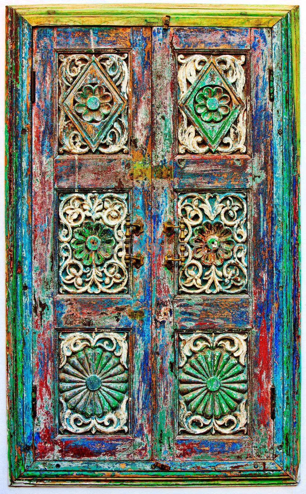 Old wooden shutters. Rajasthan,India, Asia.Background