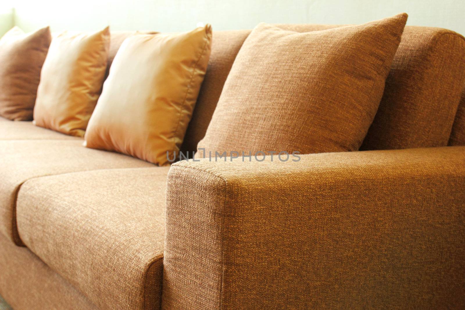 Close up of sofa in the living room  by nuchylee