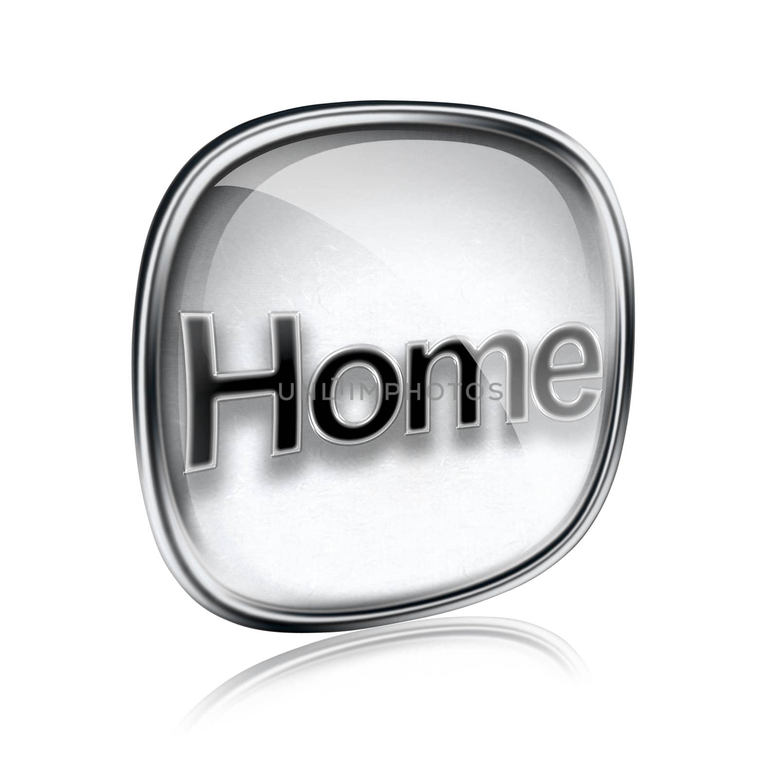home icon grey glass, isolated on white background