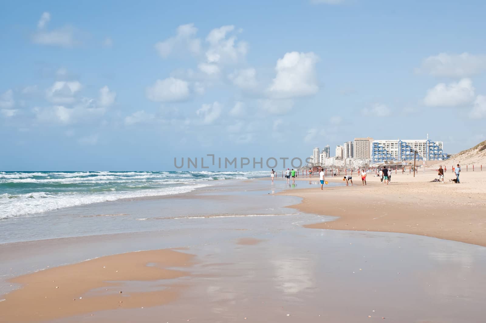 City beach.The border cities of Rishon Lezion and Bat Yam. Israel