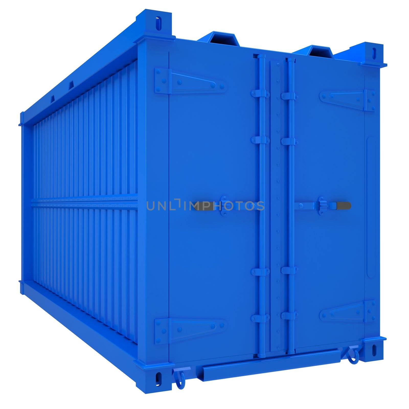 Blue container. Isolated render on a white background