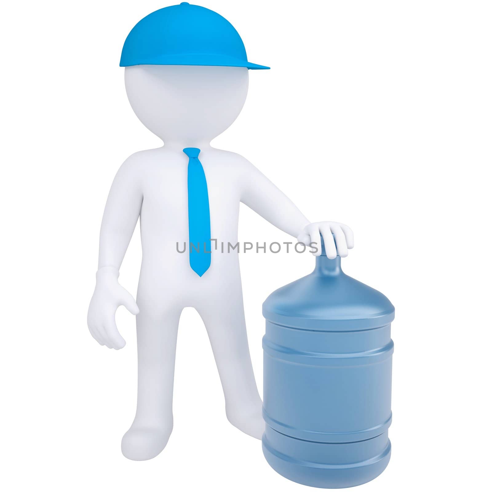 3d white man with a big bottle of water by cherezoff