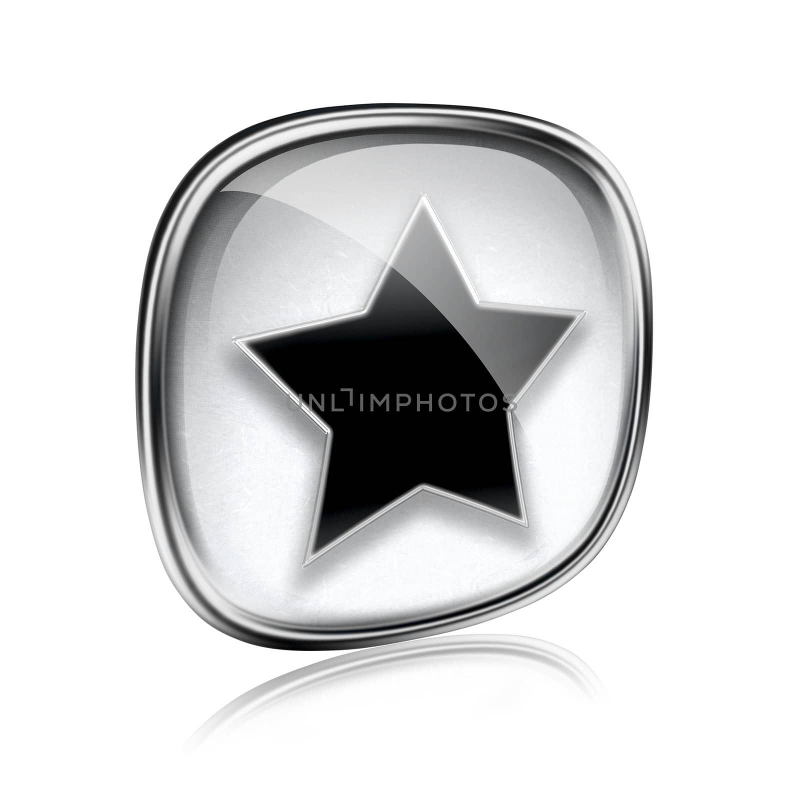 star icon grey glass, isolated on white background.