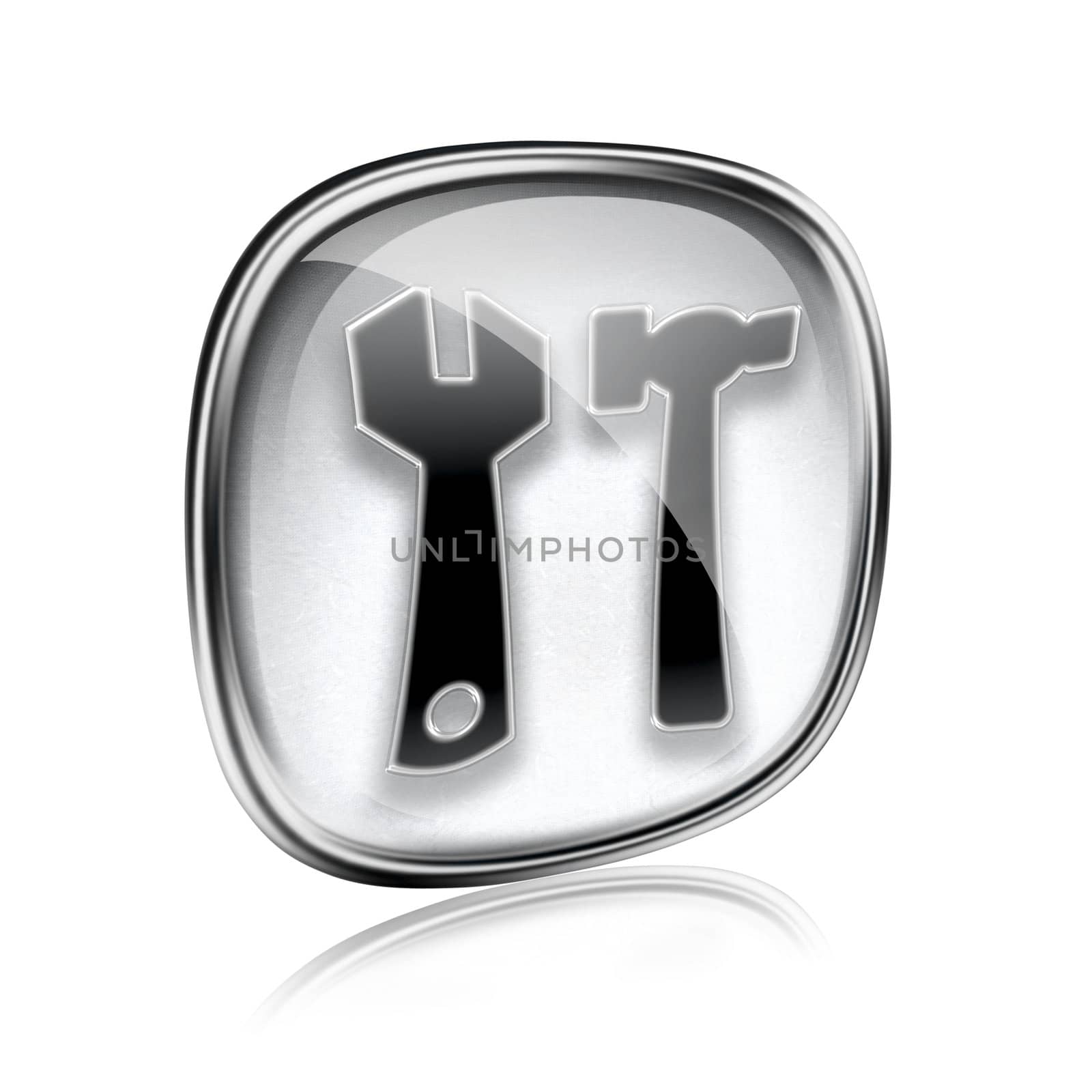 Tools icon grey glass, isolated on white background.
