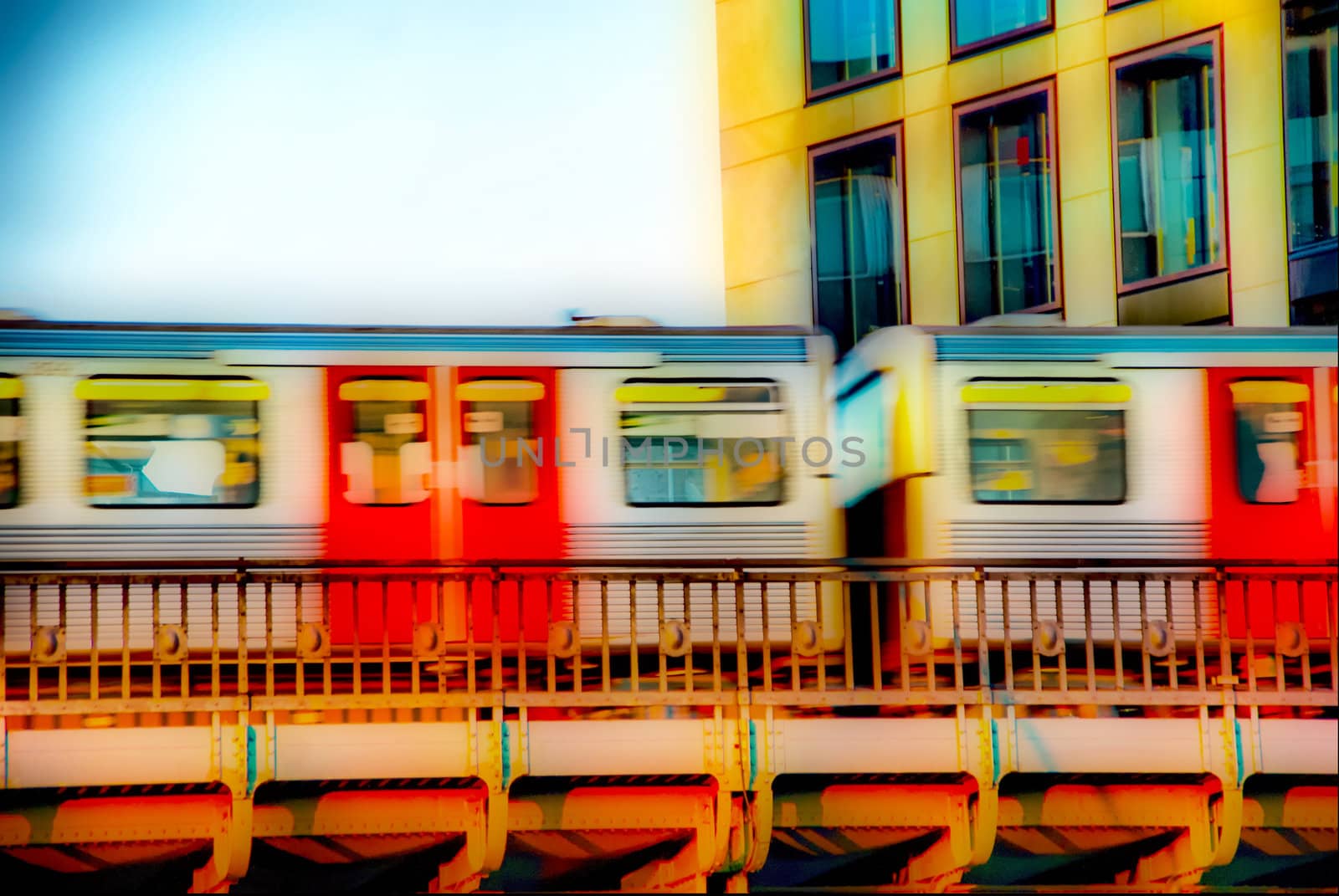 Subway with motion blur outdoor in Hamburg