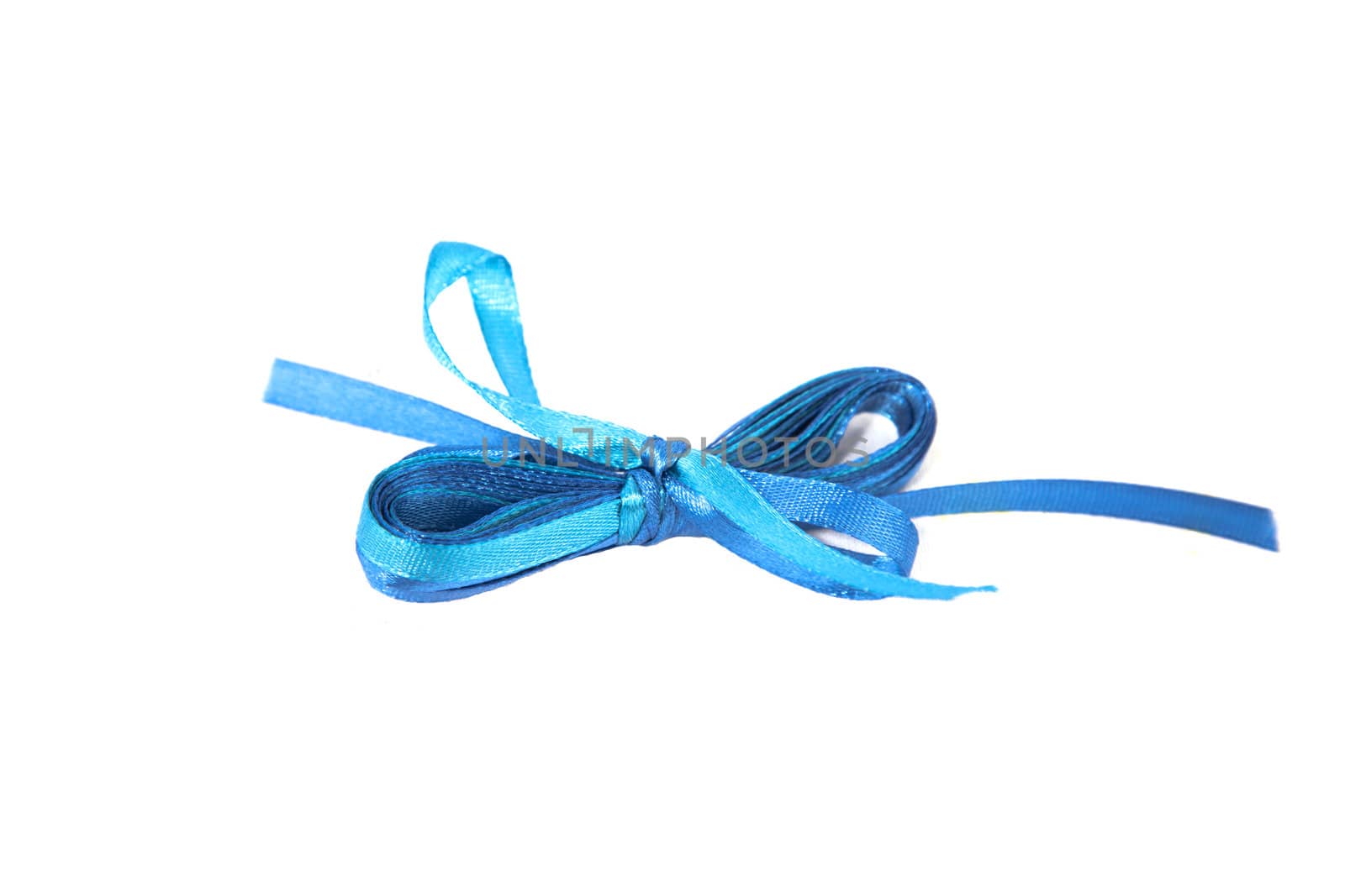Blue bow isolated on white background
