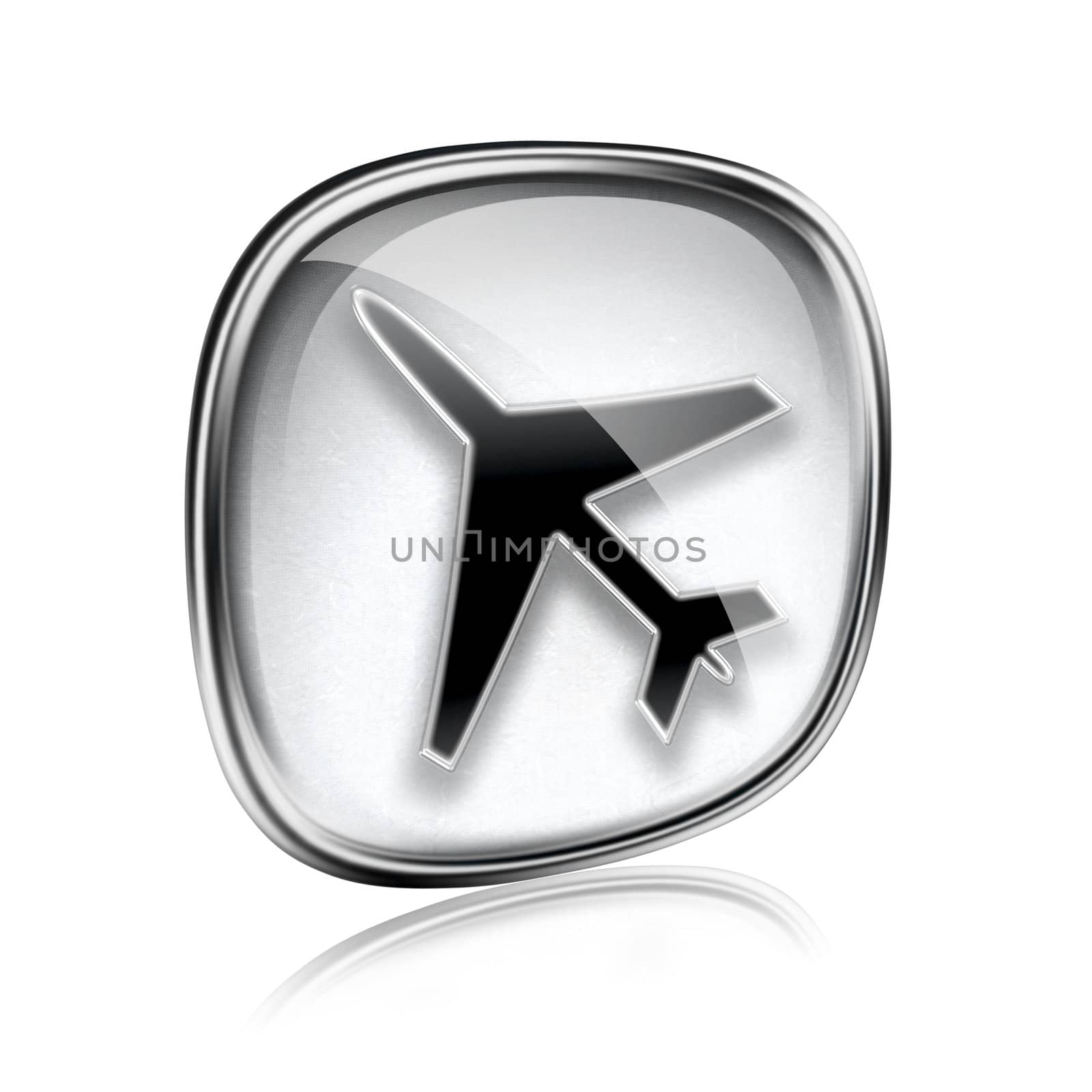 Information icon grey glass, isolated on white background.