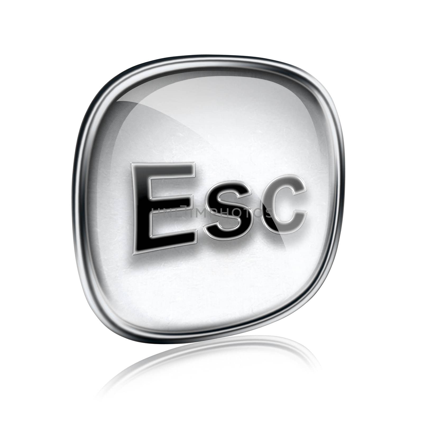 Esc icon grey glass, isolated on white background