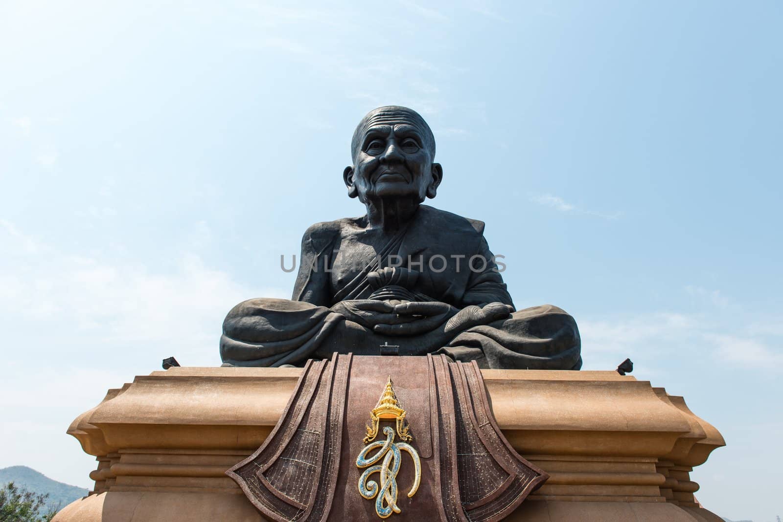 Large black great monk of thailand statue by sasilsolutions