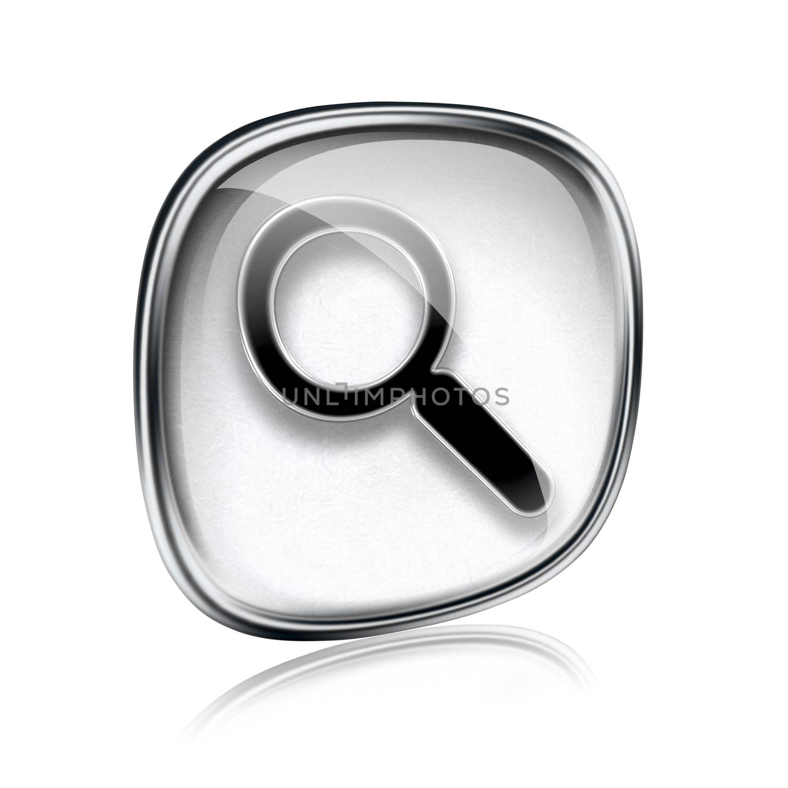 magnifier icon blue glass, isolated on white background.