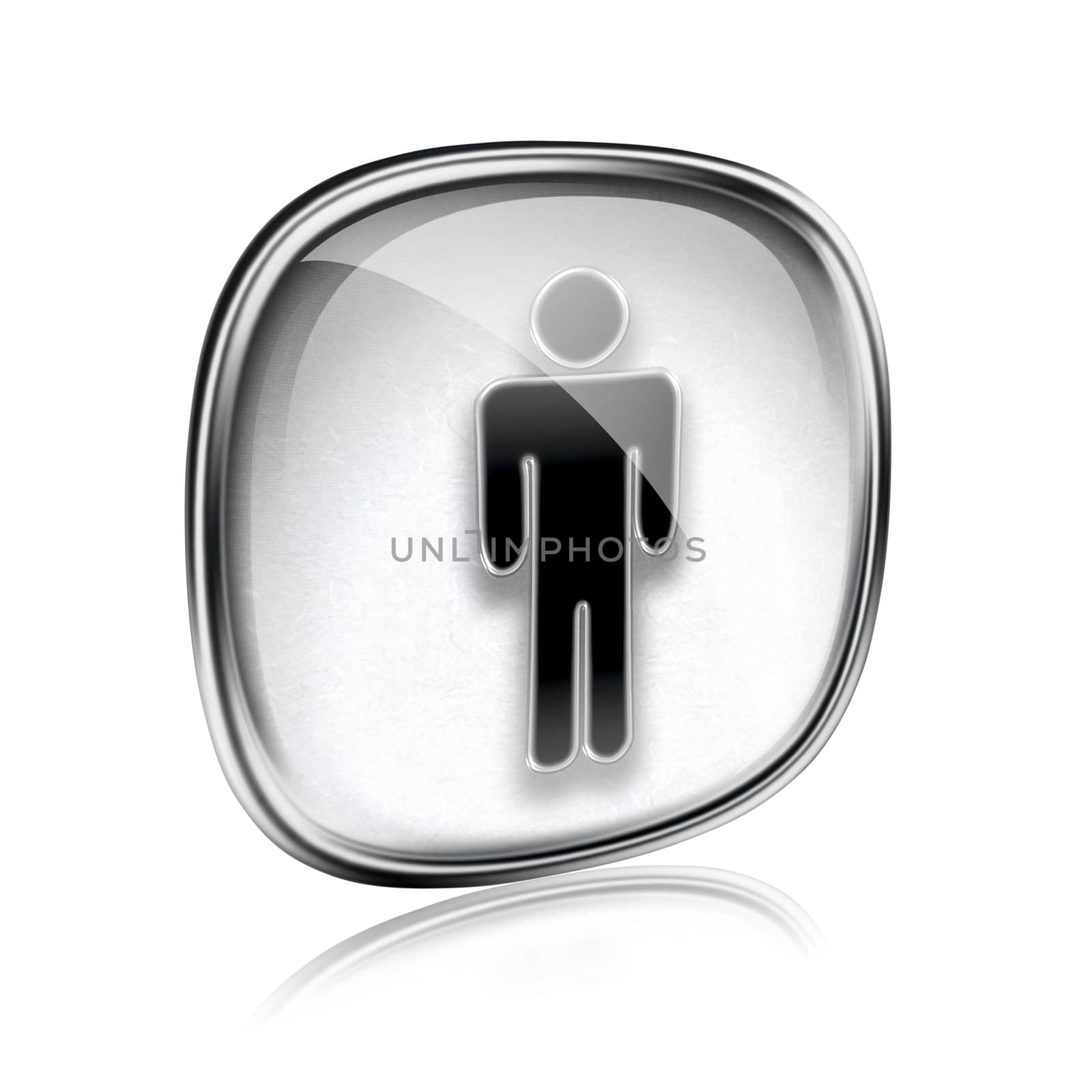 men icon grey glass, isolated on white background.