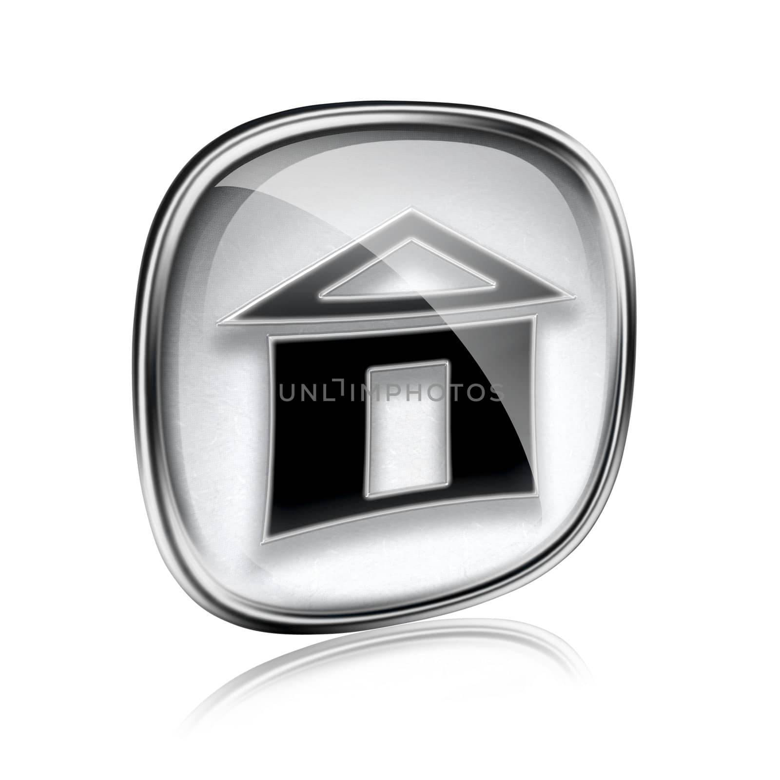 home icon grey glass, isolated on white background
