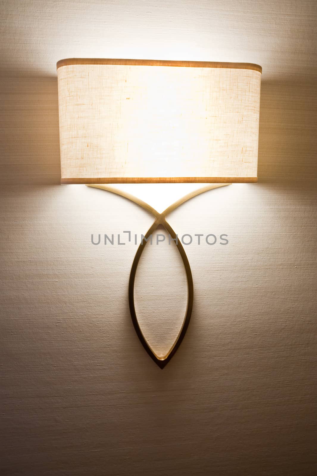 Lit lamp in a room