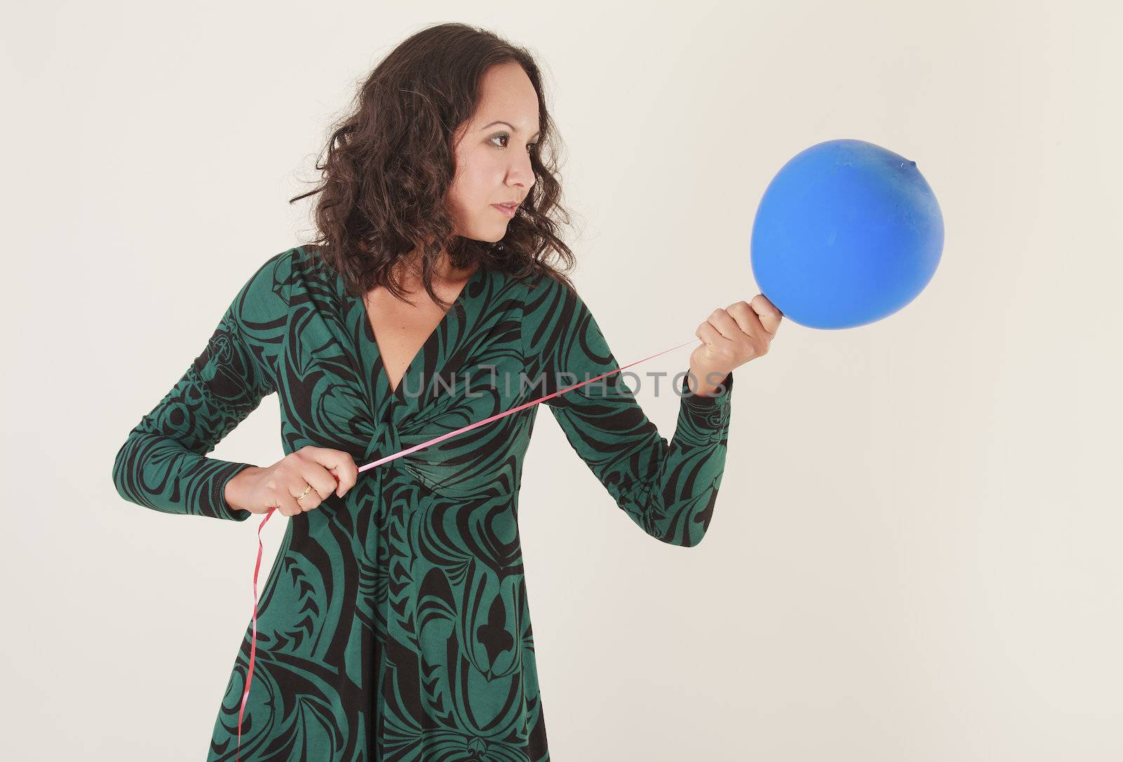 Young Asian woman with blue balloon