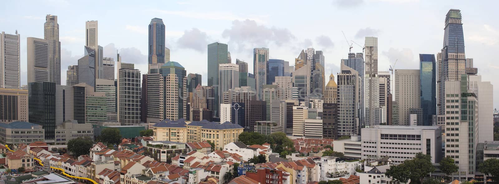Singapore City Skyline And Chinatown Area Daytime Panorama